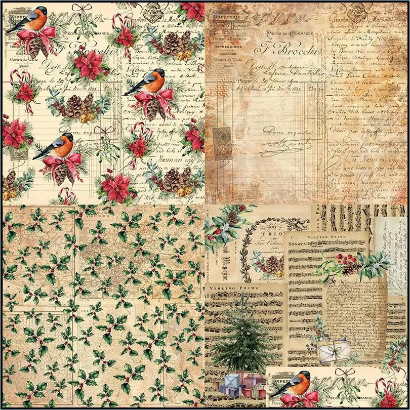 other arts and crafts 24 sheets vintage christmas paper flower diy diary scrapbooking material junk journal ephemera craft