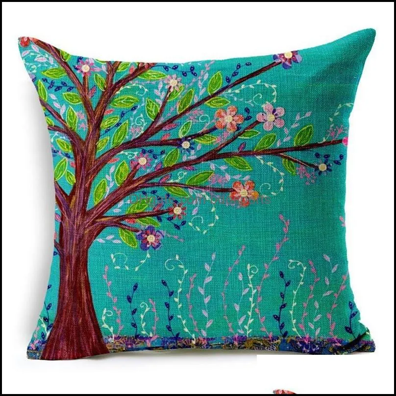 floral pillow case flower tree cotton pillowslip colorful pillows cover flax fluffy home decor sofa 4 5qj uu