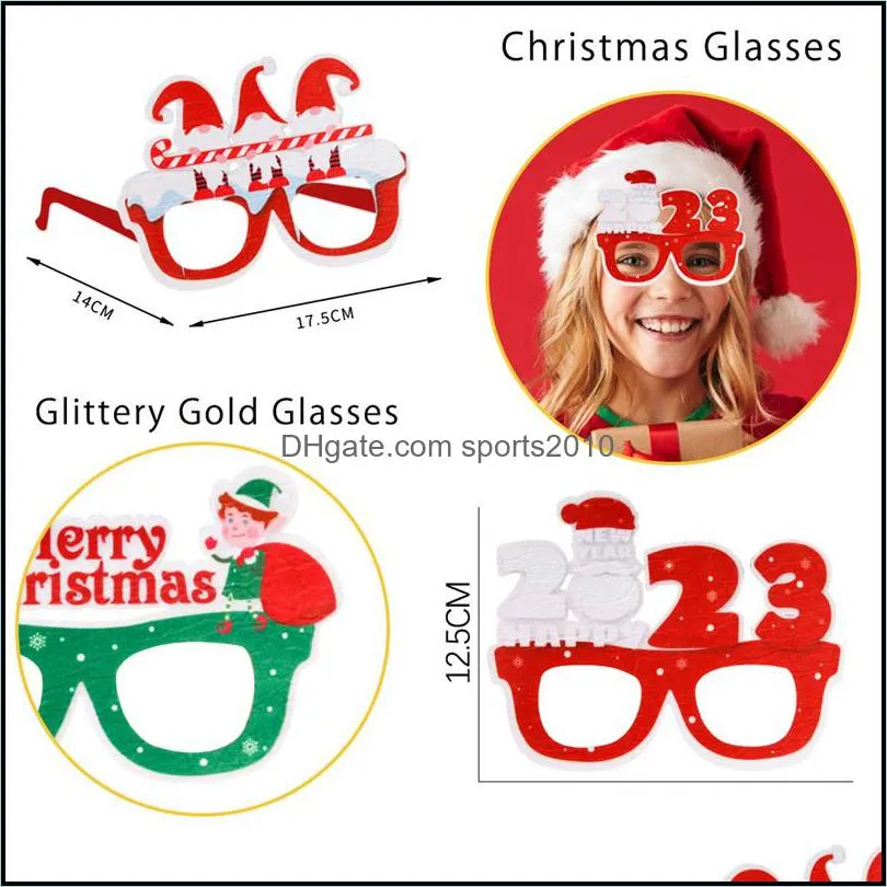 2023 new years photo props happy christmas party felt cloth glasses frame for adults children