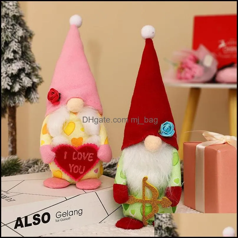mr and mrs valentine day party gnomes plush toys handmade swedish tomte elf doll gnome ornaments home decor