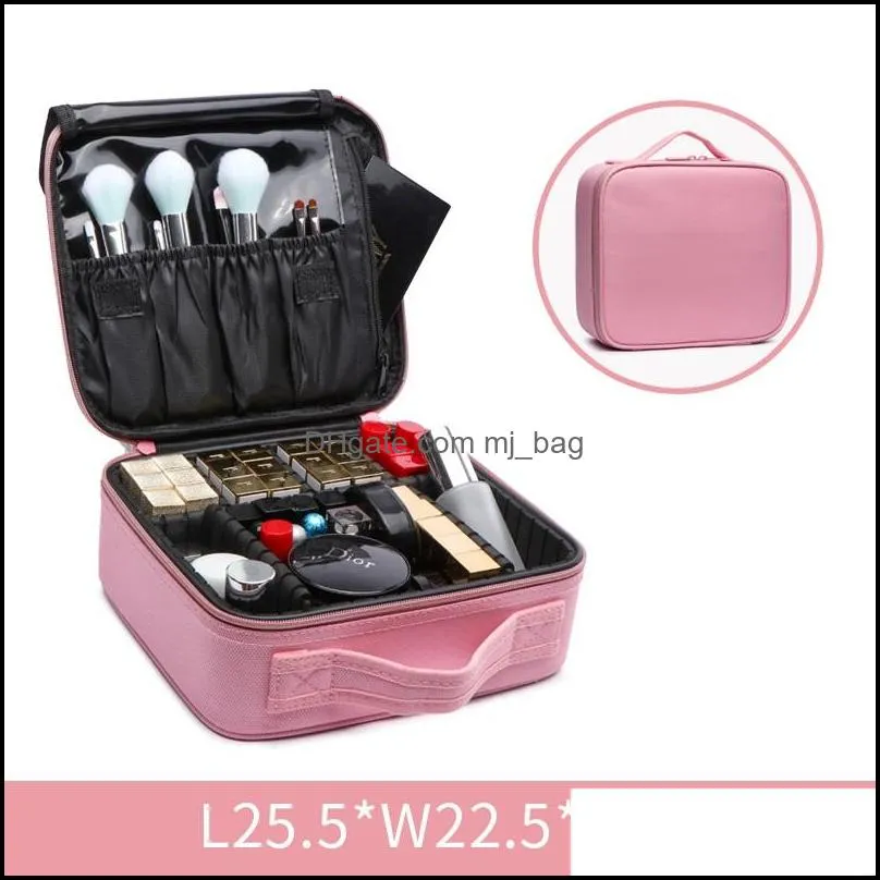 professional portable makeup bag travel waterproof cosmetic organizer with adjustable dividers