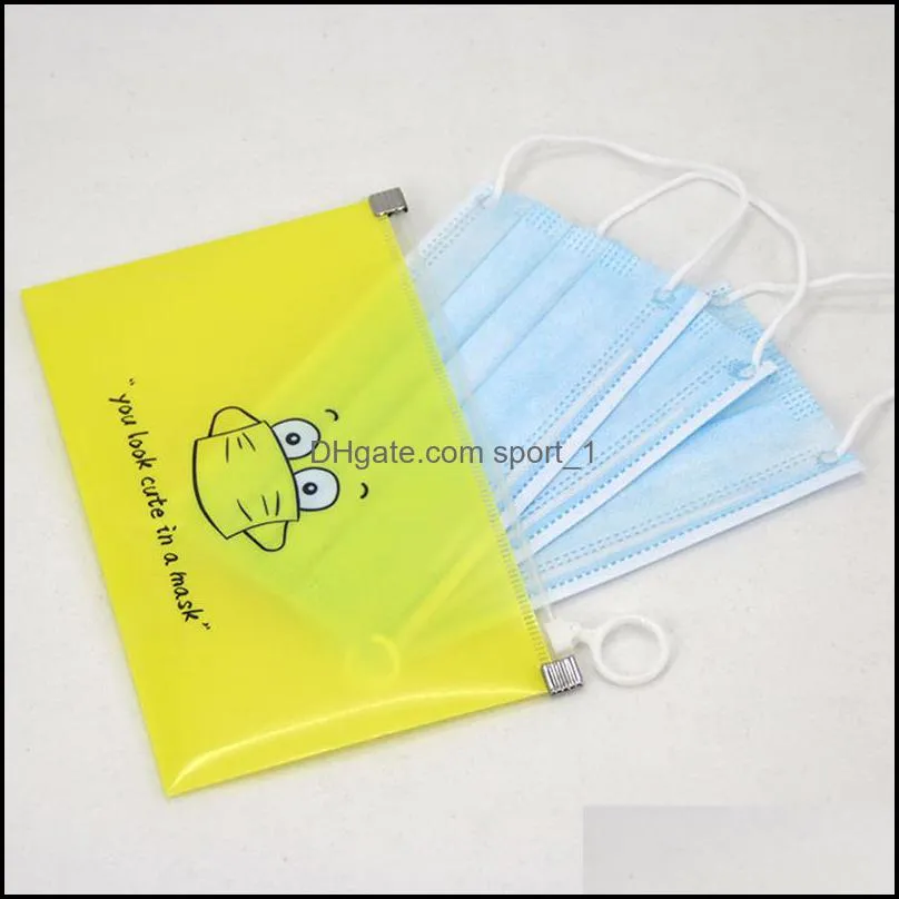 face mask storage bag cartoon printed plastic portable facemask holder masks storage pouch caja para guardar mascarillas