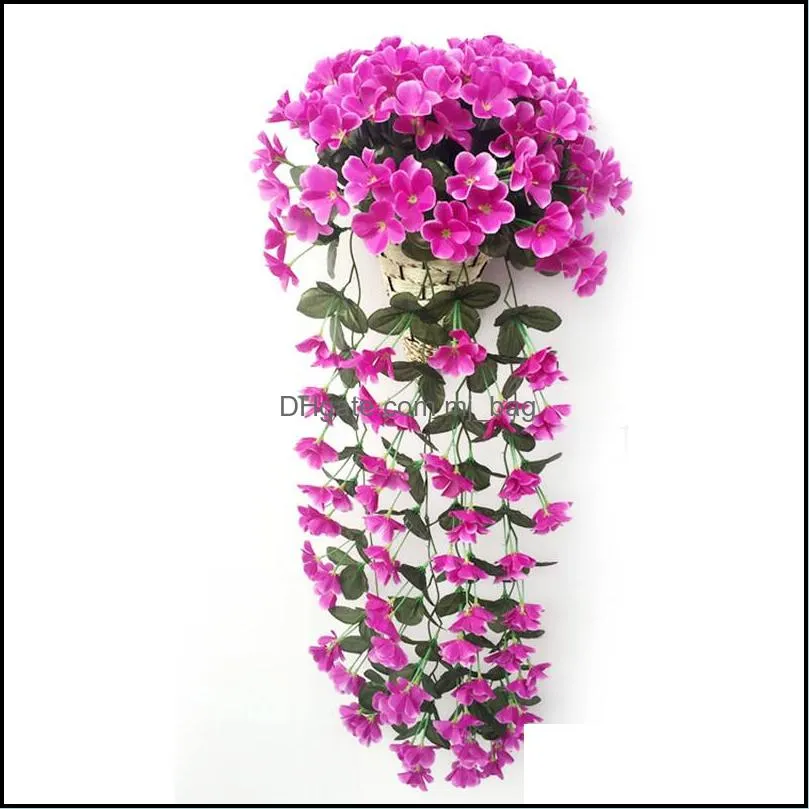 violet artificial flower wall hanging simulation violet orchid fake silk vine flowers wedding party home garden balcony decoration