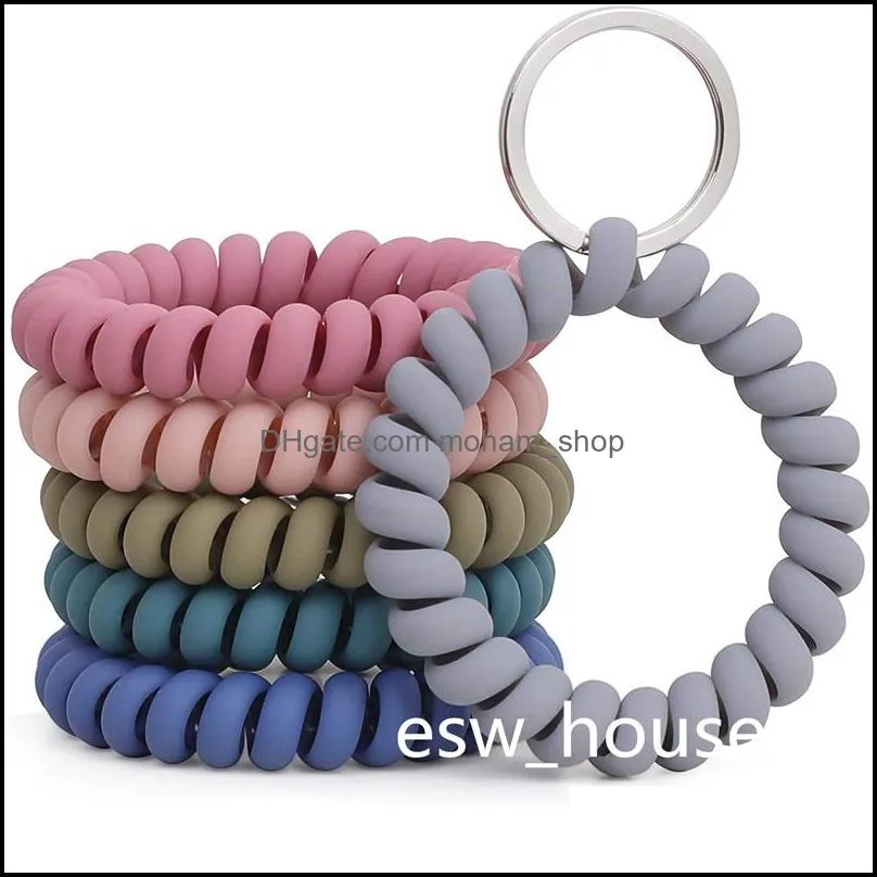 stretchable wristband keychain party favors plastic spring flexible spiral key chain for gym pool id badge sauna outdoor activities