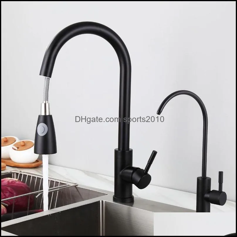 pullout faucets stainless steel kitchen single hole sink multifunction faucet stream sprayer 360 degree rotation pull out mixer tap 706