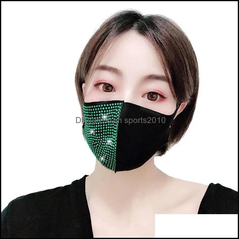 colored rhinestone fashion masks washable dustproof fashion face mask breathable bling bling face mouth masks in stock