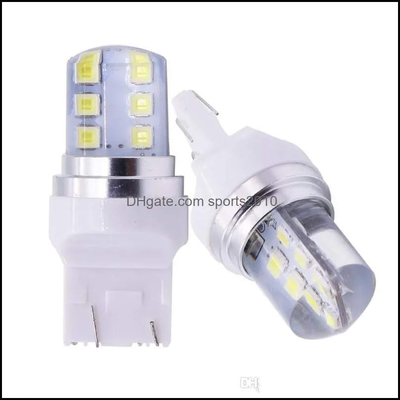 2pcs 7443 t20 auto strobe flash led bulb 2835 12 smd blink silicone shell 12 chips cold white color 580 w21/5w car light