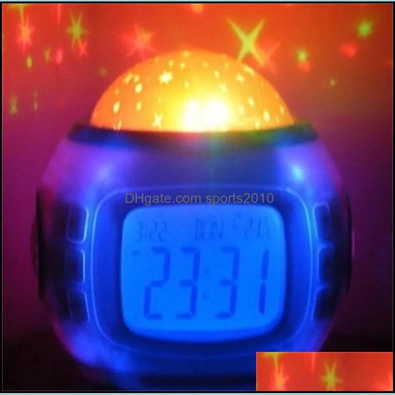 originality starry sky projection clock colorful blue screen personality digital alarm clock music lamps home decorate new arrival 19xj