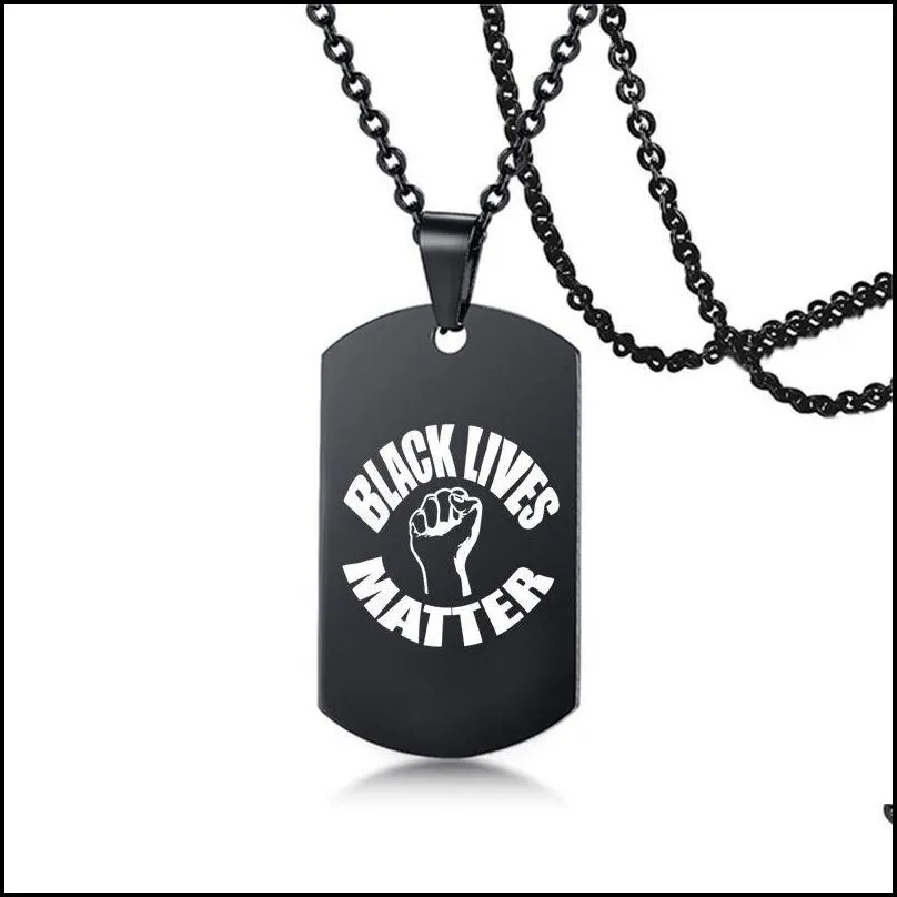 fashion black lives matter necklace protest black military brand necklace hiphop stainless steel pendant necklace