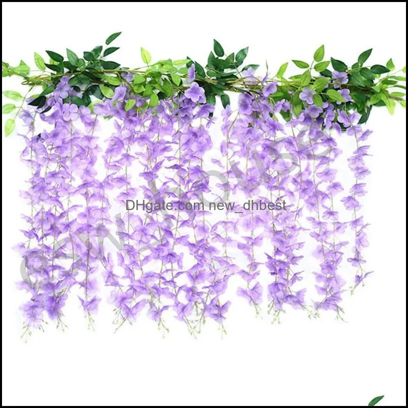 1 8m artificial wisteria flowers 7 colors wall hanging diy rattan centerpiece xmas party wedding decoration backdrop