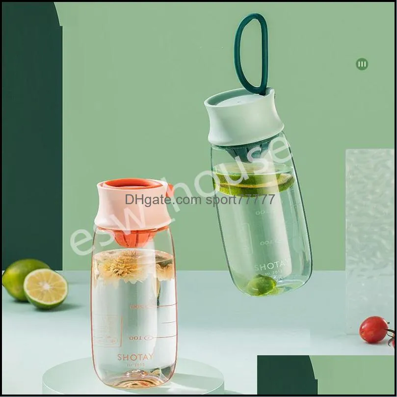 460ml 600ml plastic water bottle with infuser portable leakproof outdoor camping sports drinkware bottles