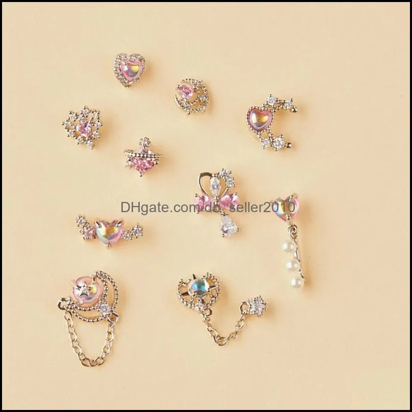 stud vsnow korean shiny rhinestone love heart bowknot earring for women tassel imitation pearl waterdrop moon jewelry