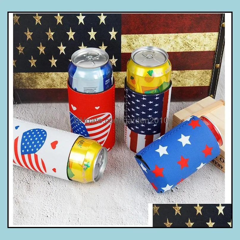 independence day cola beer can insulator sleeve july 4th collapsible bottle neoprene drink cooler sleeves party supplies