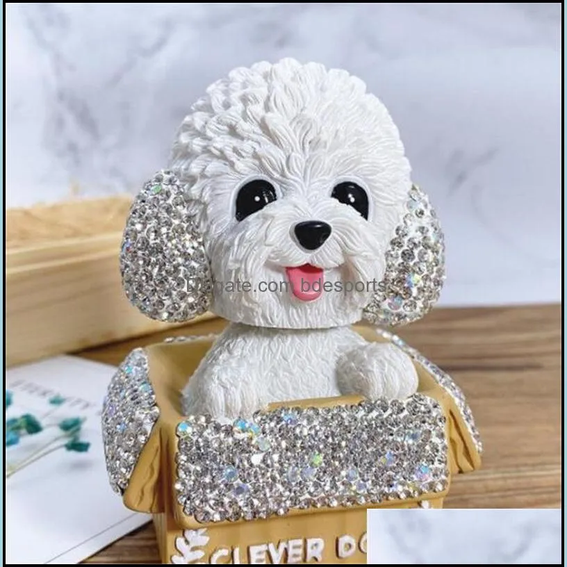 cardog decoration diamond paper box teddy dogs creative ornaments brown white pet fashion home cute 6078 q2