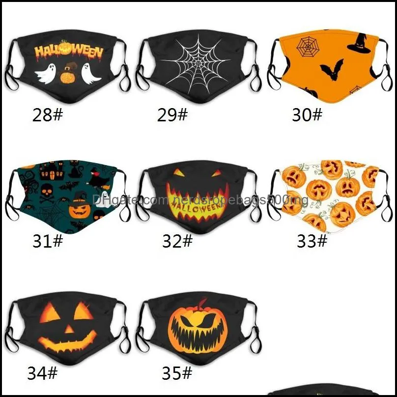 halloween pumpkin printed face masks 3d halloween skull pm2 5 protective face masks washable reusable cloth masks with adjustable