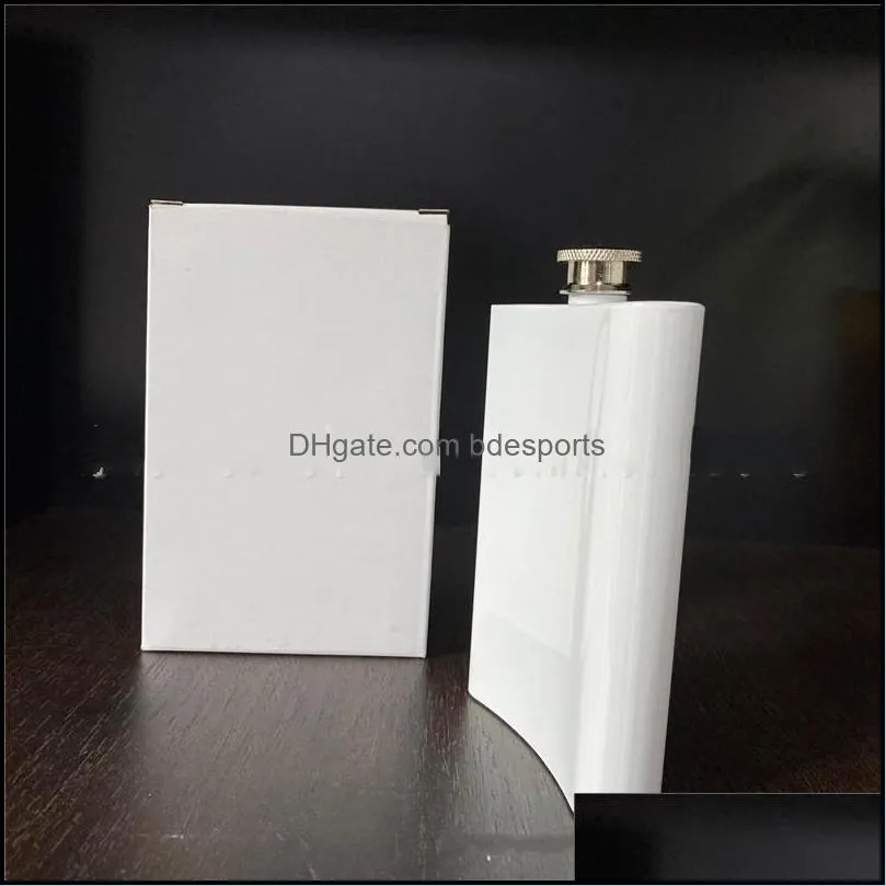 8oz white hip flask stainless steel sublimation blank pot diy pocket mini outdoor camping wine bottles drinkware new arrival 12 5bw g2