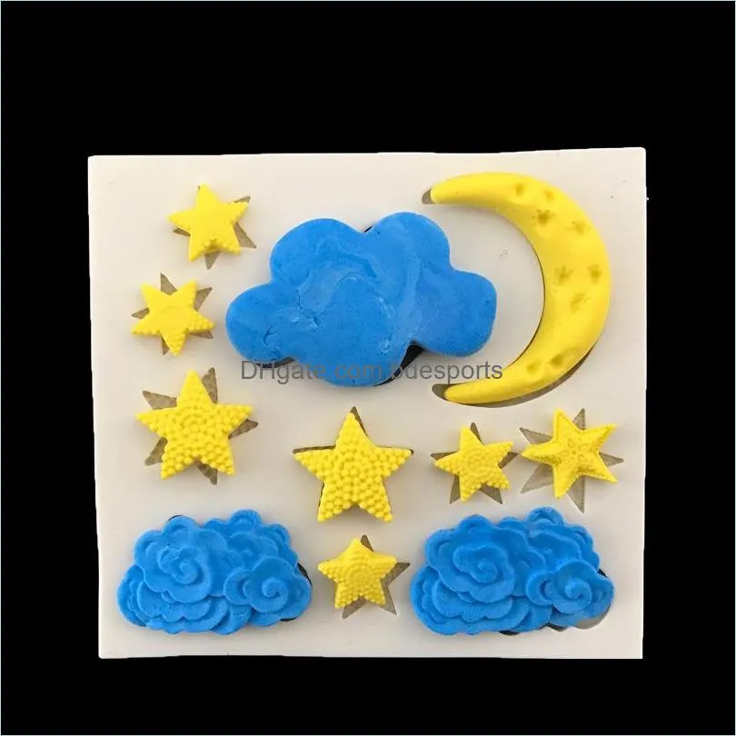 8 6cmx8 1cm liquid state cake baking mould silica gel moulds moon stars white clouds bakeware 2 25hl y2