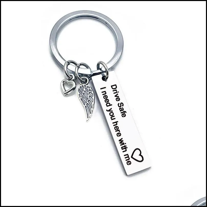 personalized engraved keychain drive safe i need you here with me key chain couples keychains for hunsband boyfriend jewelry gifts