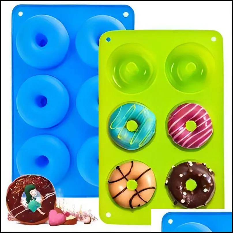 silicone donut pan 6 cavity doughnuts baking moulds non stick cake biscuit bagels mould tray pastry kitchen supplies essentials