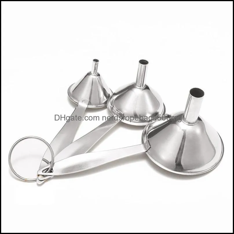 3pcs/set funnels small mouth bar wine flask funnel stainless steel mini narrowmouth bottles funnels kitchen bar tools