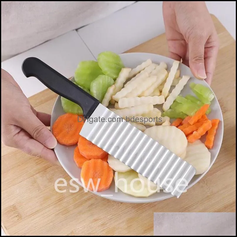 stainless steel potato chip slicer dough vegetable fruit tools crinkle wavy french fry potato cutter chopper