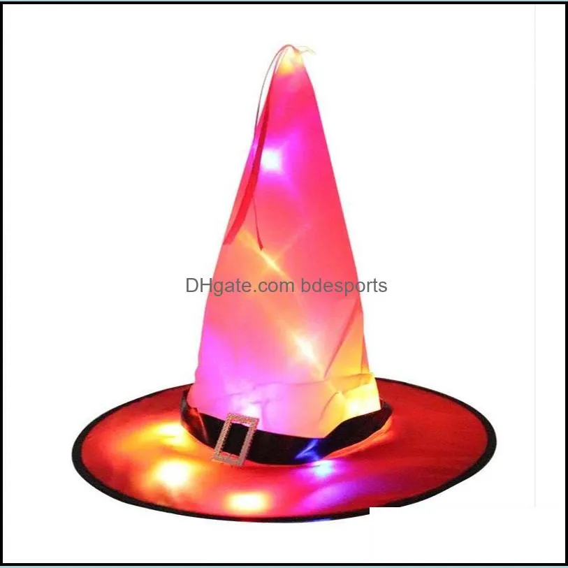 halloween led flashing hats adult performance witch hat party decoration bandage cap fashion props prom supplies 4 5cy d2