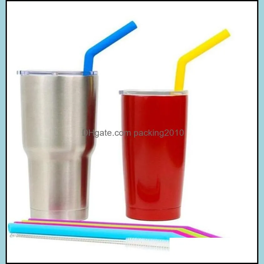 drinking straw silicone stripes straw 6 color silicone eco straws reusable for 800ml mugs smoothie flexible sucker 616 v2