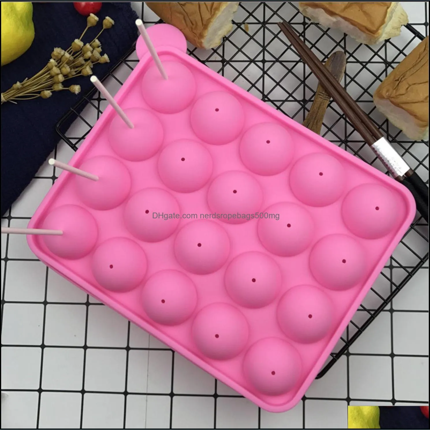 20 holes round lollipop silicone mould baking spherical chocolate cookie candy maker  mold stick tray cake moulds