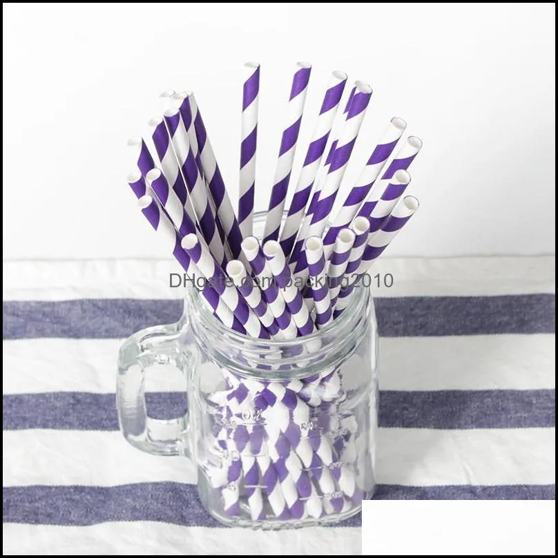 disposable degradable paper straws ecofriendly striped design summer party wedding birthday juice drinking straws