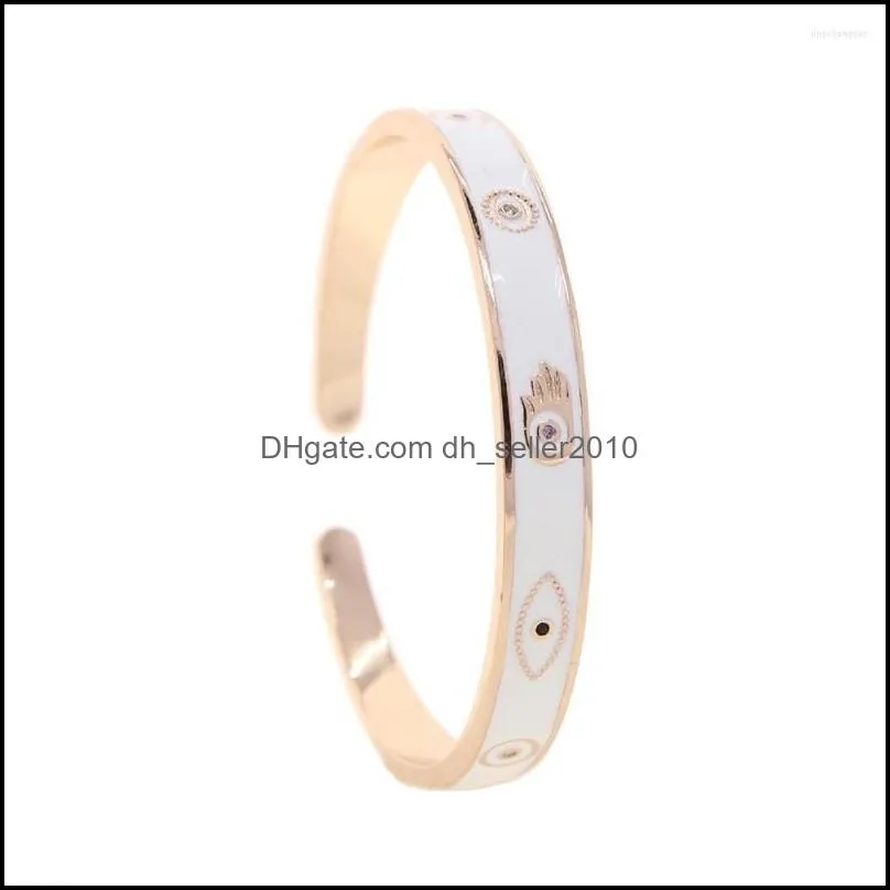 bangle beautiful lovers bracelets woman rose gold color bangles with white enamel eye hand pattern for jewelry gifts