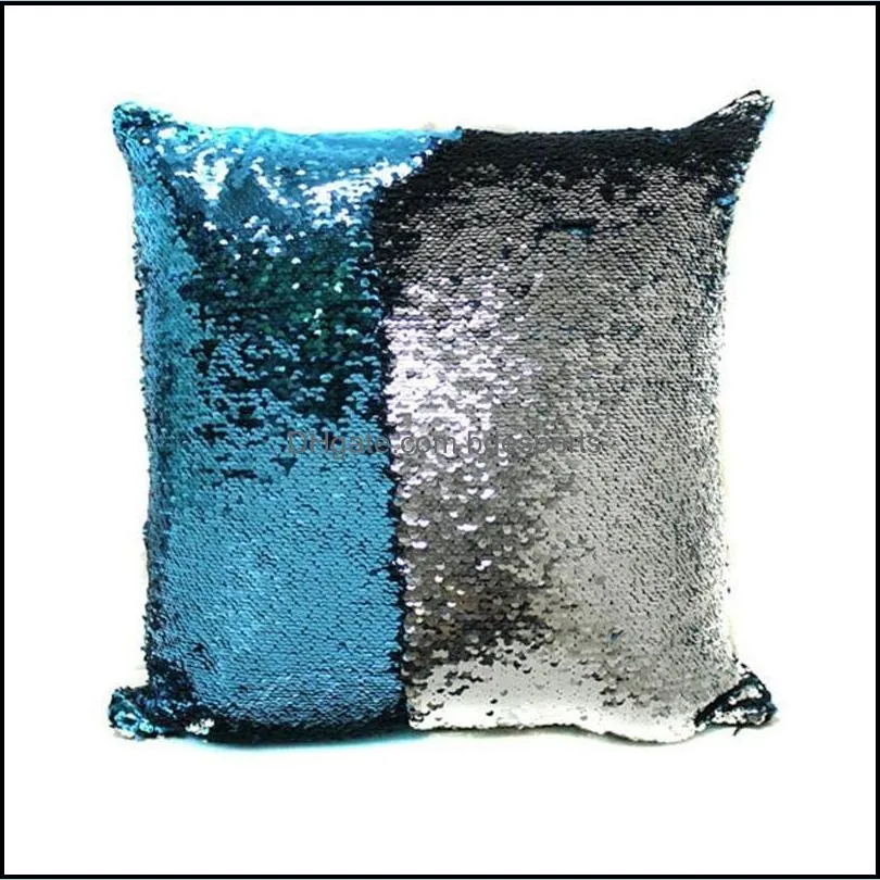 mermaid sequins pillow case two color splicing sofa decoration cushions cover home polychromatic square cushion covers 8 3js g2