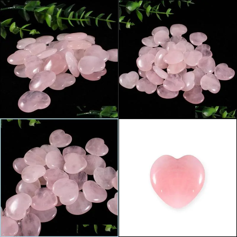 20mm heart shape no hole loose beads rose quartz stones charms healing reiki crystal cab for diy making crafts decorate jewelry