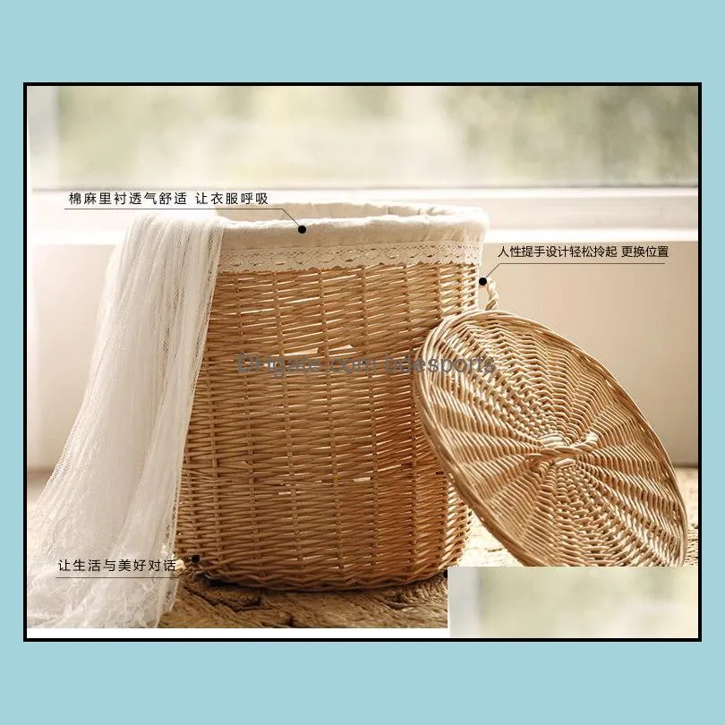 wicker dirty basket hamper frame storage box hot pot shop weaving clothes t200224 340 s2