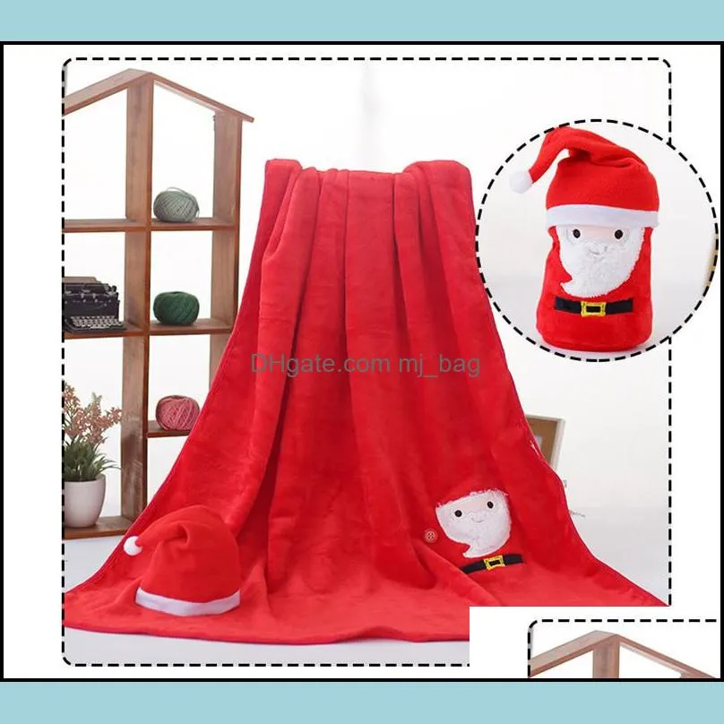 cartoon christmas blanket flannel santa snowman carpet washable keep warm soft blankets sofa carpet 80x100 cm