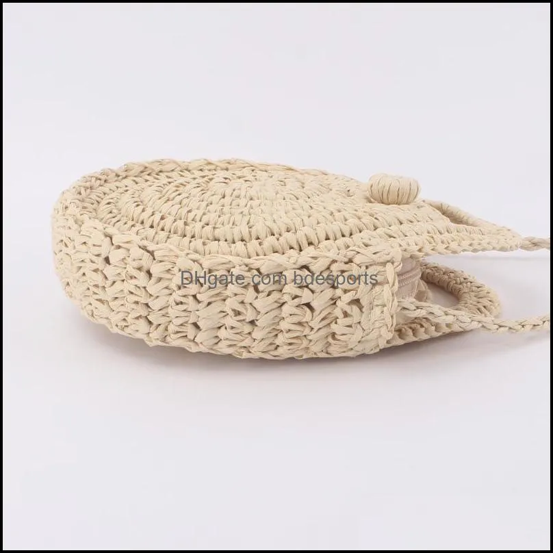 womens fashion casual straw retro mini round bag shoulder bag rattan woven round handbags knitted messenger crossbody beach hot 597