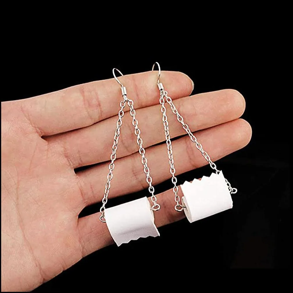 new personality toilet roll drop earring creative tissue dangle earrings fashion jewelry rolls paper ear