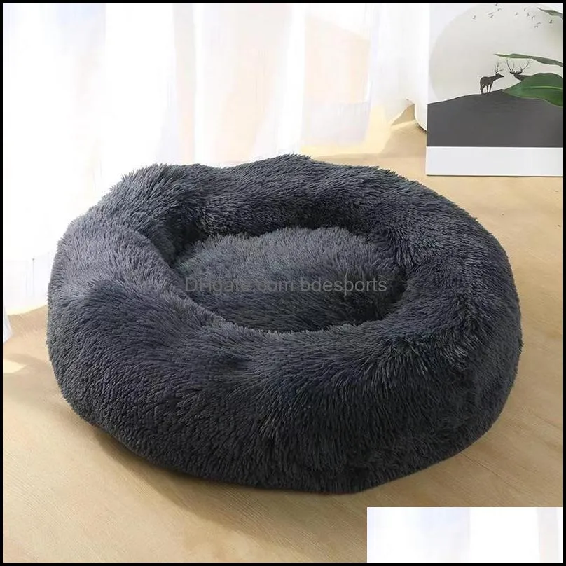 round soft long plush cat bed house self warming best pet bed for small medium dogs cats nest winter warm sleeping cushion puppy mat 320