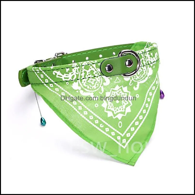 small dog bandana collars cat pet neckerchief pu collar with printed triangular scarf adjustable size dogs bandanas