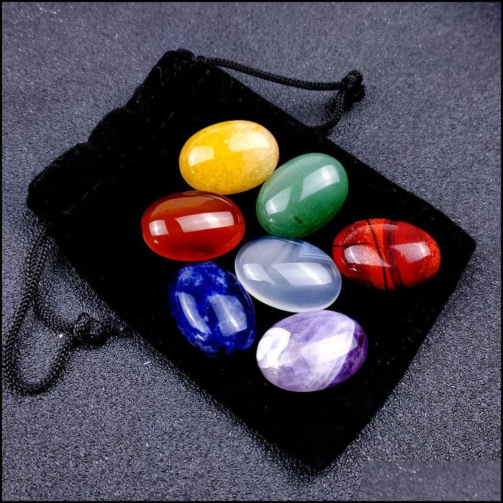 loose oval reiki seven chakra healing natural stone tumbled irregular polishing rock quartz yoga energy bead decoration