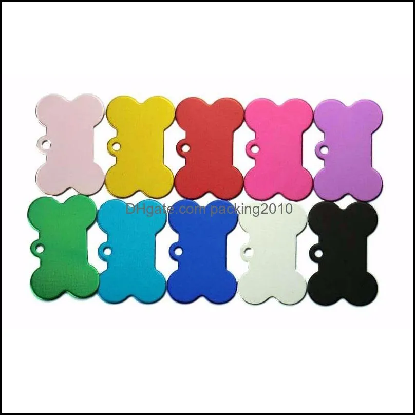 pet mental id tag bone shape aluminum alloy double sided personalized blank army dog tags kitten puppy name phone number id label