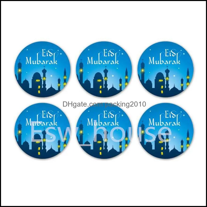 6pieces/sheet ramadan stickers muslim eid mubarak gift tag sticker kareem labels for eid al fitr party