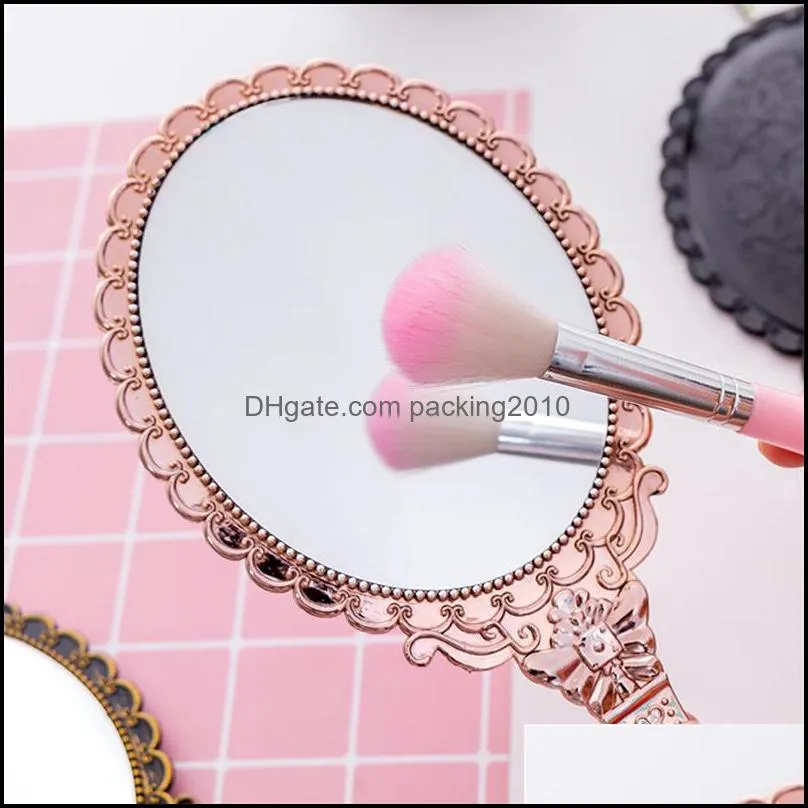 vintage pattern handle makeup mirror bronze rose gold pink black color personal cosmetic mirror