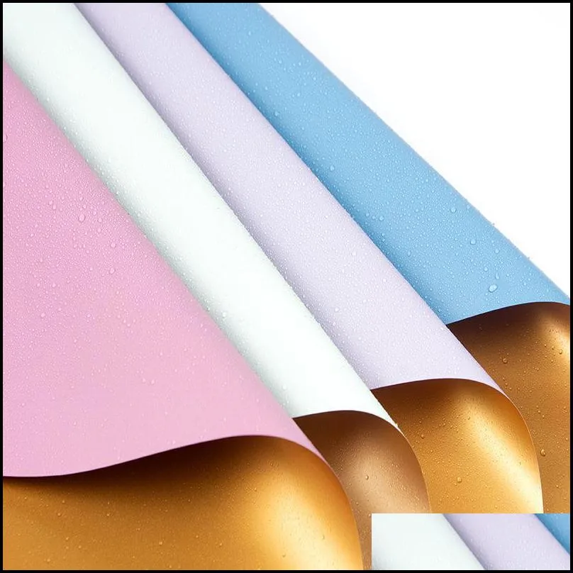 other arts and crafts 20pcs/pack golden flower wrapping paper pearlescent film material light luxury twocolor wholesale