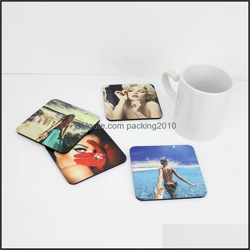 9x9cm sublimation coaster wooden blank table mats mdf heat insulation thermal transfer cup pads diy coaster 1212 v2