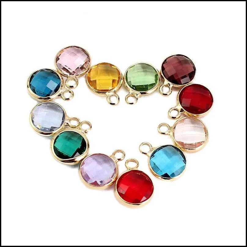 12 pcs colorful crystal birthstone charms for necklace bracelet jewelry making floating handcraft beads charm diy accessories