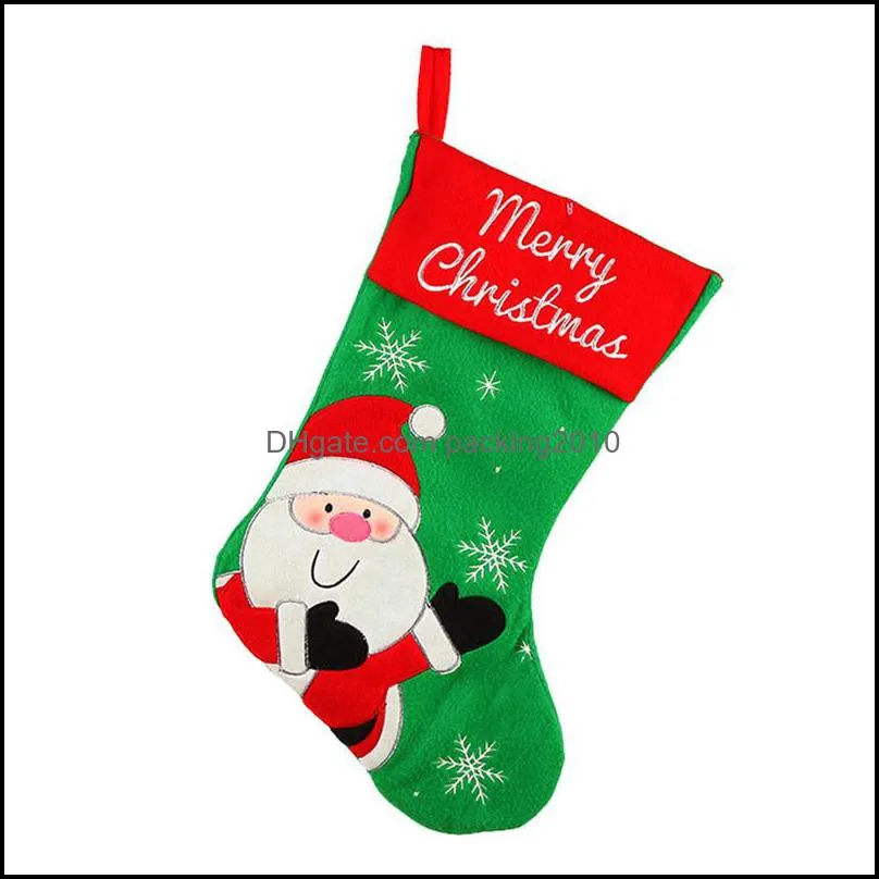 christmas stocking bag cloth striped elk socks cartoon santa deer stocking xmas tree hanging decoration bag snowman santa gift bag