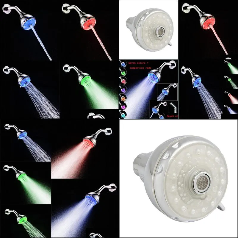 bathroom shower heads sprinkler temperature control anticorrosion easy install color changing uv adjustable water1