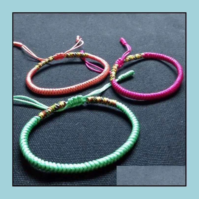 handmade red rope tibetan bracelet buddhist love lucky charm knots woven bracelets bangles for women men jewelry accessories