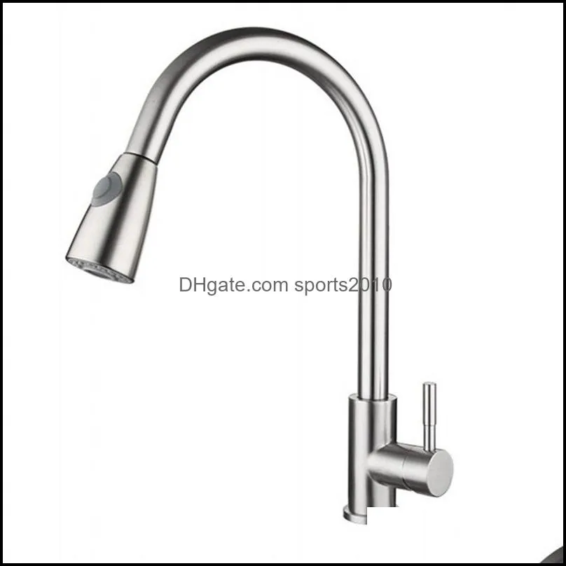 pullout faucets stainless steel kitchen single hole sink multifunction faucet stream sprayer 360 degree rotation pull out mixer tap 706