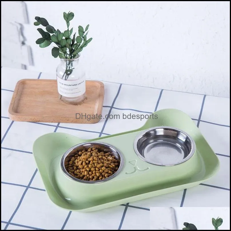 cute cat bowl nonslip pet bowls dog food double bowl pet cat water elevated feeder 22 s2